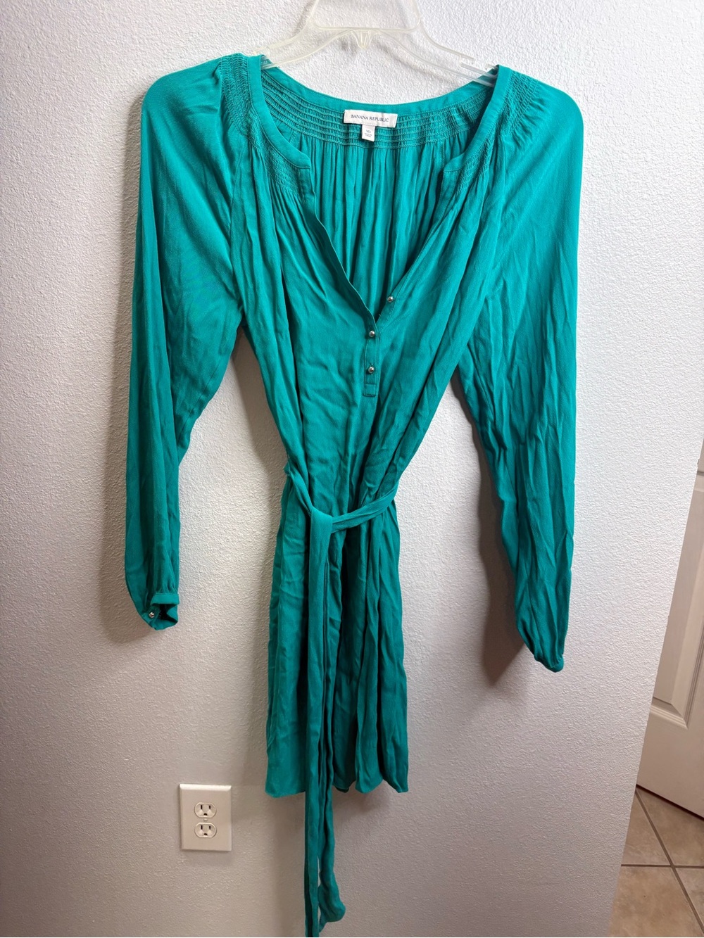 Banana Republic Size 10 Long Sleeve Teal Dress